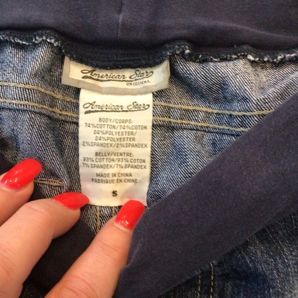 American Star Original Maternity Demi-Panel Rolled Cuff Denim Capri Pants Size S - Picture 6 of 6